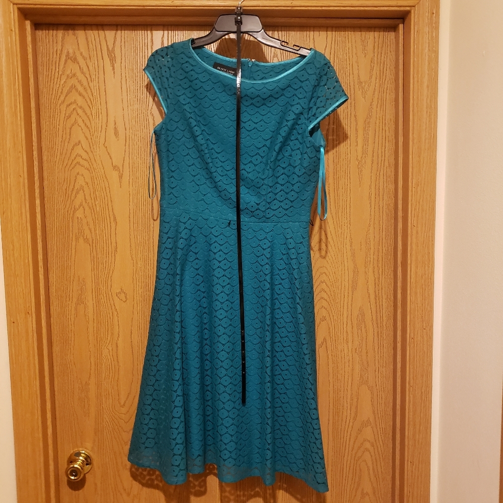 Turquoise Dress with Crochet Overlay